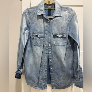 For the Repiblic Denim Tencel Button Down Roll Tab Sleeve Split Hem Size 8